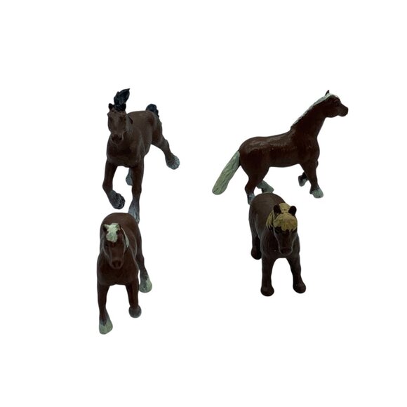 Vtg Safari Clydesdale Haflinger Miniature Brown Horses Set Of 4 - Picture 5 of 12